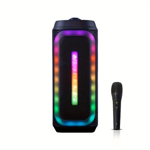 Portable Wireless Speaker with Bass Boost, Stereo Floor Mount Dual 4-Inch Speakers, USB Rechargeable Lithium Battery, Wireless Push Button Control, USB Connectivity, for Music Players