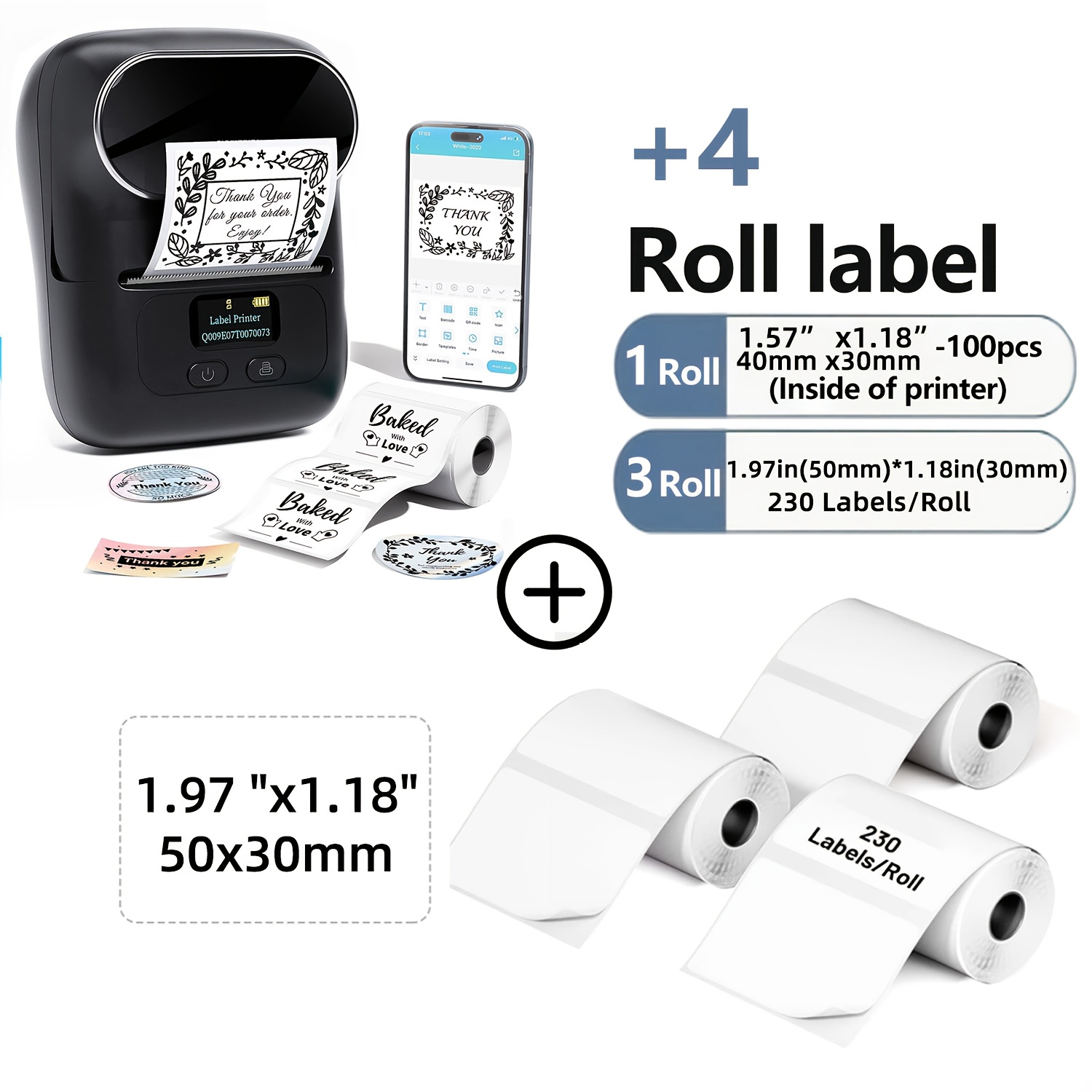 Heat Label Maker Portable Wireless Thermal Label Maker - Works with Phone/PC, No Ink ...