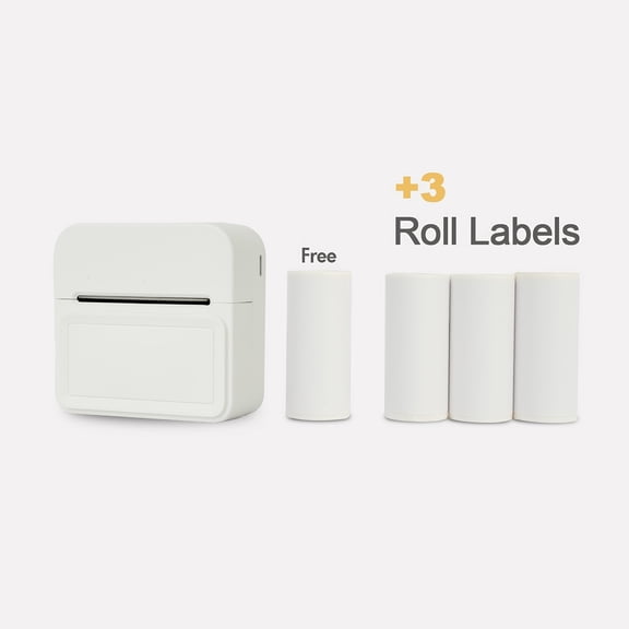 Portable Wireless Thermal Sticker Printer for iPhone Android, Label Printer for Home Office Business Organization, Journal Notes Photos Study, Includes 1 Free Thermal Paper Roll