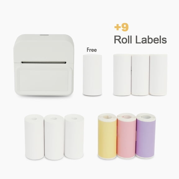 Portable Wireless Thermal Sticker Printer for iPhone Android, Label Printer for Home Office Business Organization, Journal Notes Photos Study, Includes 1 Free Thermal Paper Roll