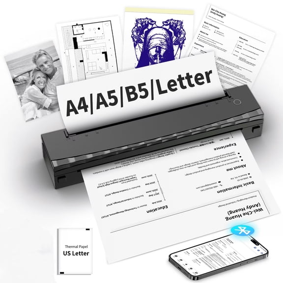 Thermal Printer, HKHKPI Inkless Portable Printer Supports 8.5 x 11"/A4/A5/B5/Tattoo Paper,Tattoo Printer,Compatible with Phone Tablet & Laptop