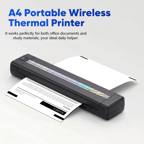 Portable Wireless Travel Printer A281, Inkless Instant Printer, Prints Clear Text Without Smudging, Compatible with Mobile Phones And Computers, Suitable for Office/School/Business Trips