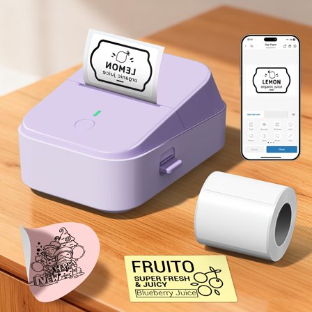 Portable Wireless Wireless Label Printer Suitable for PC & Smartphone - Inkless Thermal Paper Printer with Compatible for /, Compact Label Maker for Small Business, Office & -the- Labeling