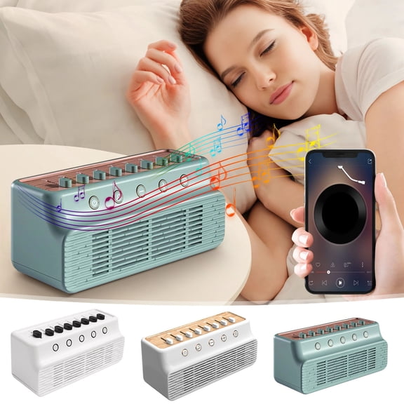 Portable Wirelets Bluetuth Speaker 8 Kinds of Natural White Noise Music Box with Slider Bedroom Decor Sleep Relaxation,Multifunctional Smart Sleep Assistant,Retro White Noise Sleep Aid Device