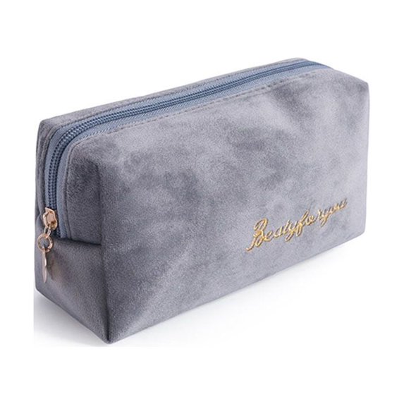 Portable Women Large Capacity Wash Handbags Soft Travel Lipstick Bags Velvet Cosmetic Bag Beauty Case Makeup Bag GREY