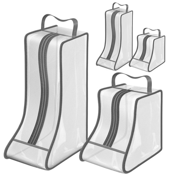 Portable Women Tall & Short Boot Storage Bags,2 Packs Tall+2 Packs Short,Waterproof Boot Bags for Travel and Daily Grey