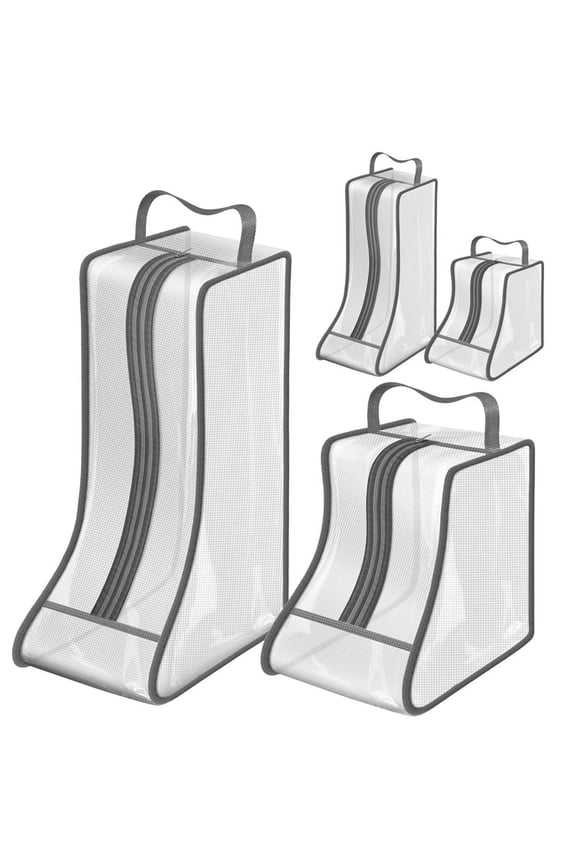 Portable Women Tall & Short Boot Storage Bags,2 Packs Tall+2 Packs Short,Waterproof Boot Bags for Travel and Daily Grey