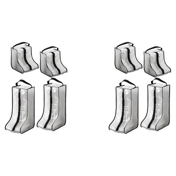 Portable Women Tall & Short Boot Storage Bags,4 Packs Tall+4 Packs Short,Waterproof Boot Bags for Travel and Daily Black