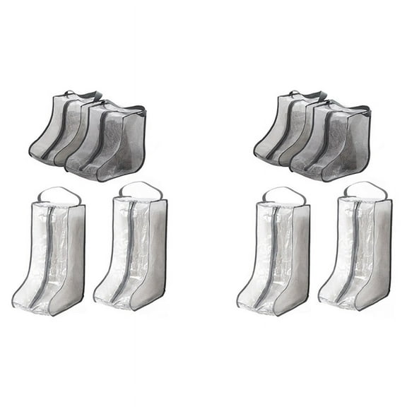 Portable Women Tall & Short Boot Storage Bags,4 Packs Tall+4 Short,Waterproof Bags for Travel and Daily Grey