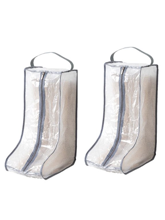 Portable Women's Tall/Short Boot Storage Bags - 2 Pack Waterproof Transparent Travel & Daily Use Shoe Bags