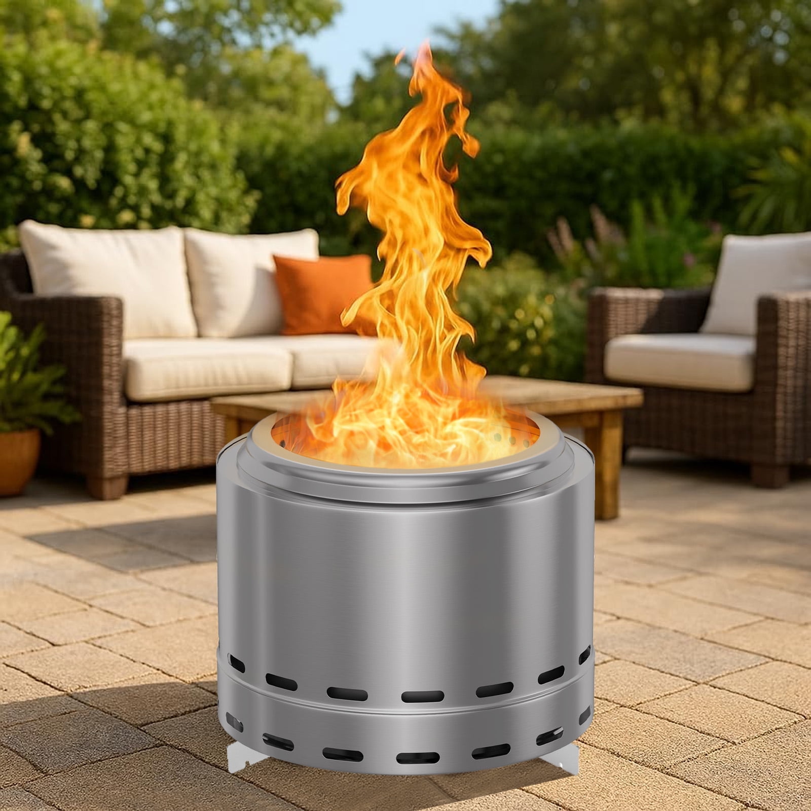 XXLYY Portable Wood-Burning Fireplace - 19.5" smokeless Fire Pit for Outdoor Fun, Low Smoke Bonfire for Camping, Patio, Backyard, and Family Gatherings