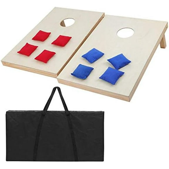 Portable Wood Cornhole Game Set 3FT x 2FT Tailgate Size Wooden Boards with 8 Bean Bags & Carrying Case$$Sport & Recreation Other