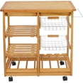 thumbnail image 1 of Portable Wood Kitchen Island Cart Trolley Rolling Storage 2 Baskets 2 Drawer, 1 of 9