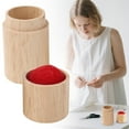 thumbnail image 1 of Portable Wooden Needle Holder Pin Cushion, 6cmx4cm Sewing Case with Lid, Eco Storage for Stitching Knitting Ideal for Craft Sewing Essentials Red, 1 of 4