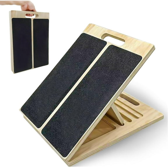 Portable Wooden Slant Board for Stretching,Adjustable Incline Stretcher and Squat Wedge for Exercise, Physical and Ankle Mobility,for , and Achilles Support