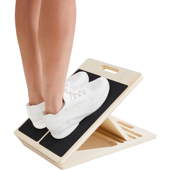 Portable Wooden Slant Board for  Stretching, Adjustable 5-Angle Incline Board for Ankle, Heel & Foot Exercise, 400lb Capacity, Includes  Poster