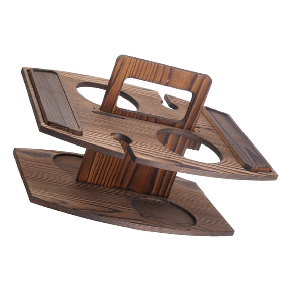 Portable Wooden Table For Wine Glasses And Fruits Easy Assembly Snacks Tray