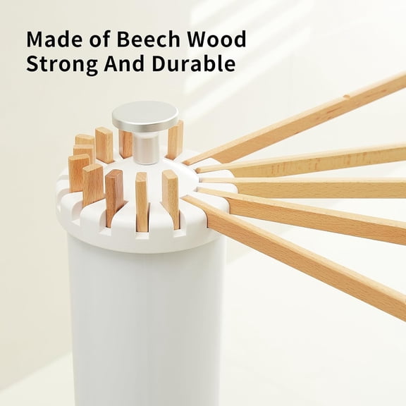 Portable Wooden Tripod Laundry Drying Rack, 16-Rod Foldable Clothes Stand, Indoor Outdoor Garment Organizer for Apartments, Dorms & Small Homes