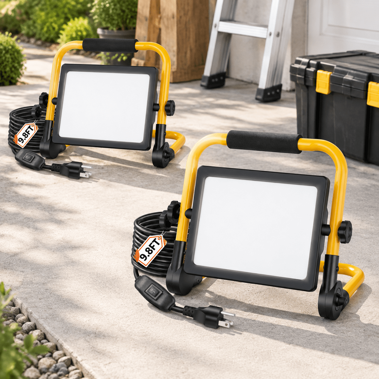 Portable Work Light, 60W-2P, 7200lm, IP66 Waterproof, 11.18x10.87x5.71 ...