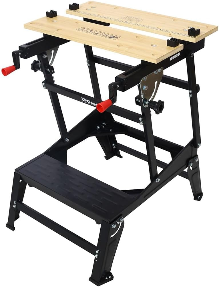 Portable Workbench, Multifunctional Folding Work Table with Adjustable ...