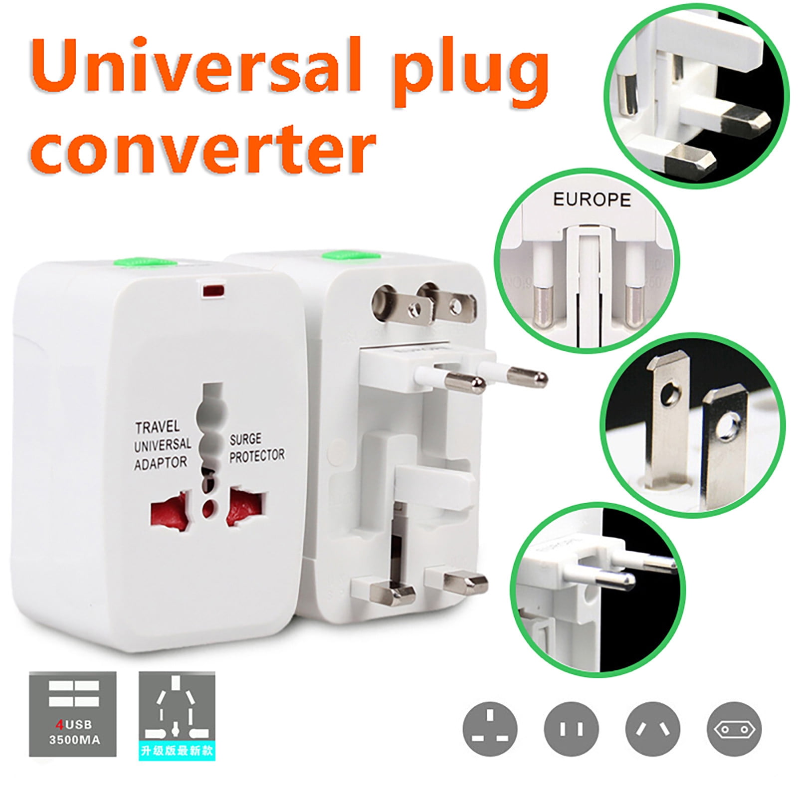 1pcs Eu Europe Plug Adapter Universal Eu Us Uk To Spain France Travel  Adapter Electrical Socket Plug Converter Power Charger