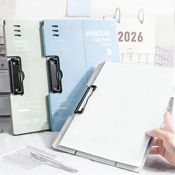 Portable Writing Board Clipboard with Clip Foldable Stand Adjustable Angle Hard Surface Lap Desk for Paper Reading Writing Office Office Home Use Organizer （White）