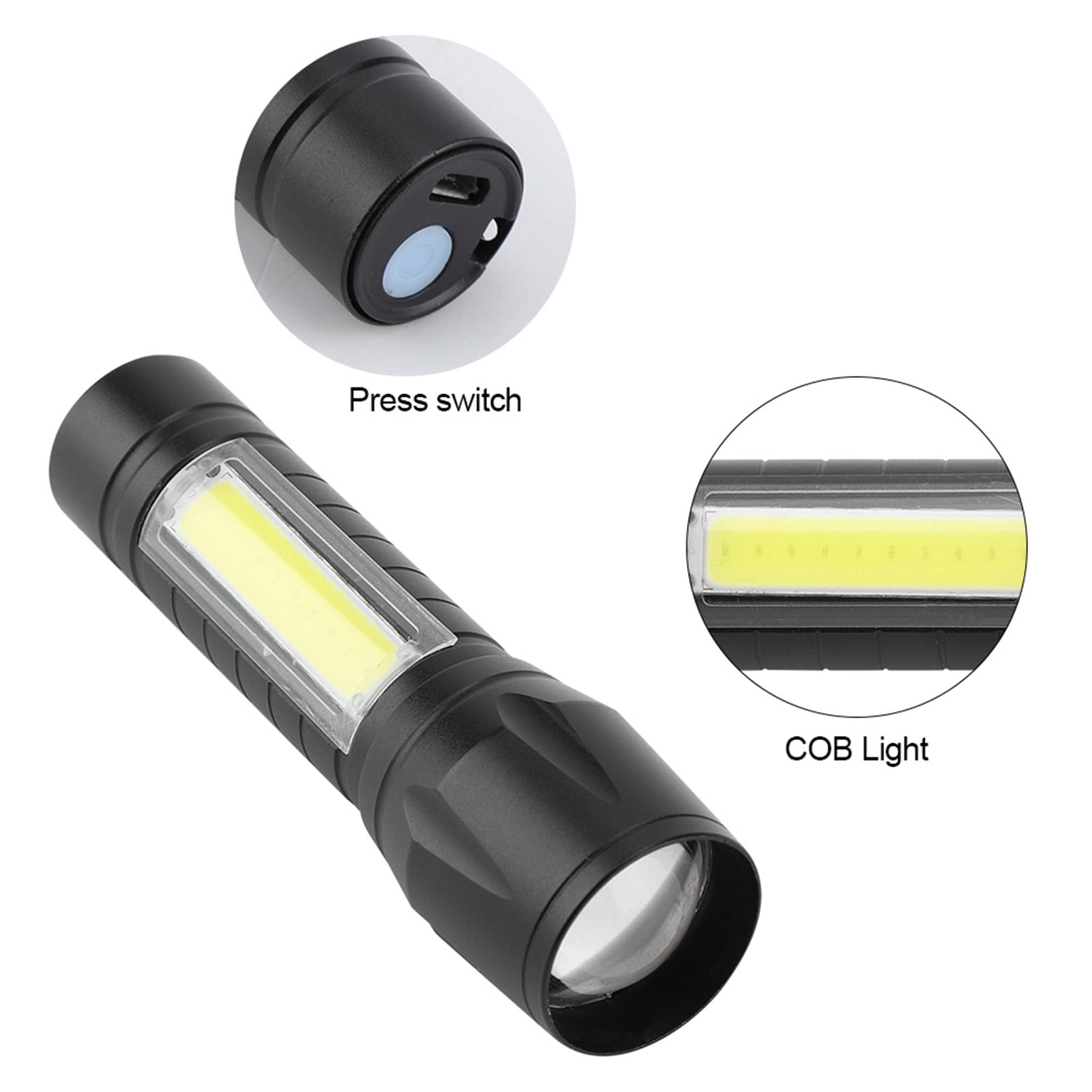 Portable XPE + COB Waterproof Telescopic Zoom 3 Modes LED Torch Outdoor TARTIKAILY