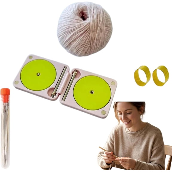 Portable Yarn Holder for Crochet & Knitting, 2026 New Rotating Foldable Double Yarn Winder Spinner Box for Beginners, Crochet Accessory Box Birthday Gift for Mom Wife Grandma