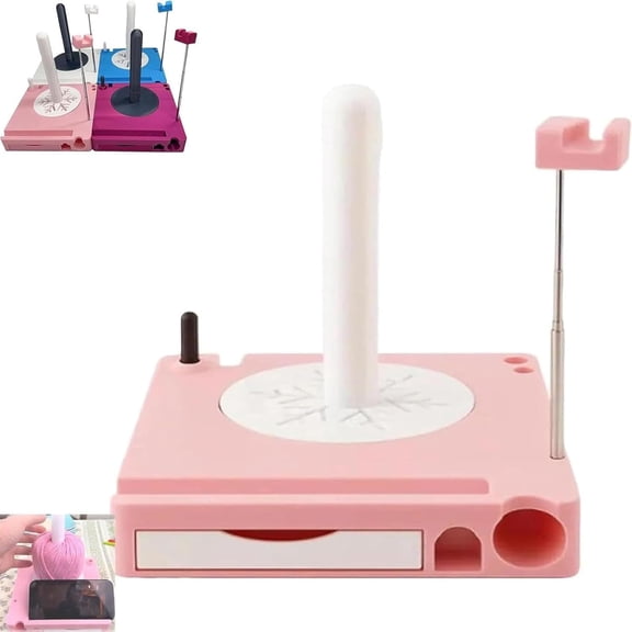 Portable Yarn Spool Organizer Box, Crochet Caddy, Multi-Functional Yarn Shaft Spool Box with Phone Stand, Ideal Gift Accessories Organizer for Knitting Lovers