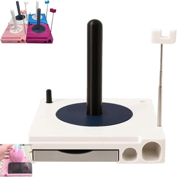 Portable Yarn Spool Organizer Box, Crochet Caddy, Multi-Functional Yarn Shaft Spool Box with Phone Stand, Ideal Gift Accessories Organizer for Knitting Lovers