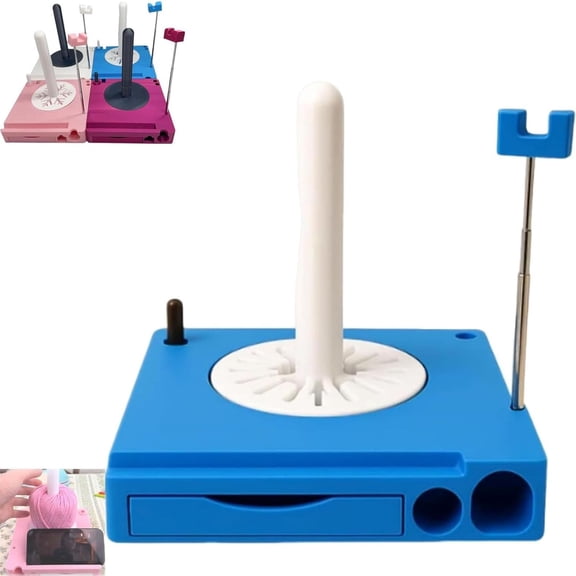 Portable Yarn Spool Organizer Box, Crochet Caddy, Multi-Functional Yarn Shaft Spool Box with Phone Stand, Ideal Gift Accessories Organizer for Knitting Lovers