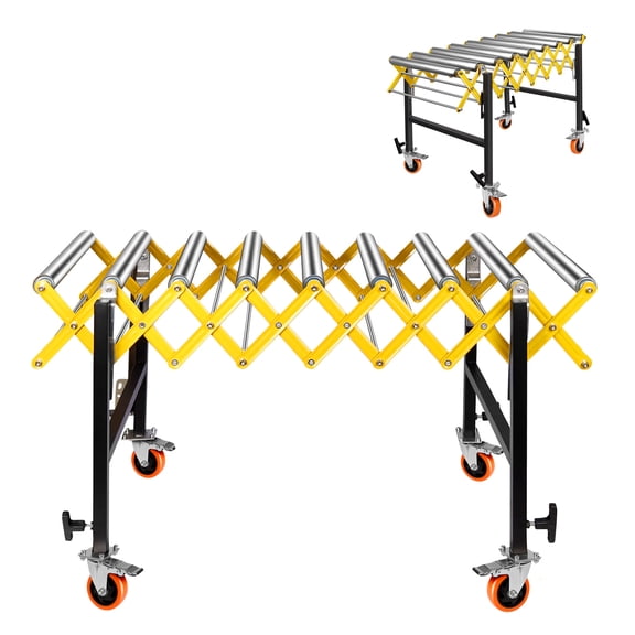 Portable Yellow Roller Conveyor Belt, Adjustable Length 47-100in, 660 LBS Load for E - commerce, Warehouse, Package Handling