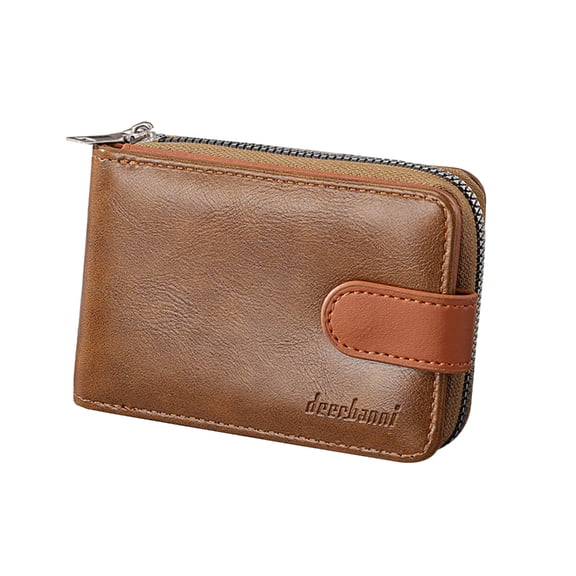 Portable Zipper Credit Card Holder PU Wallet Coin Purse for Men