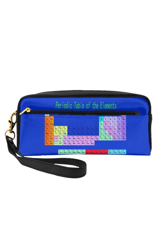 Portable Zipper Leather Travel Print Makeup Bag Periodic Table Elements Printed Cosmetic Pouch Organizer For Women
