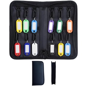 Portable Zippered Key Organizer Case, 12 Slots, Waterproof Fireproof Security Key Holder with ID Tags, Coated Fiberglass Binder for Office Home Business, 10 x 10 in Black