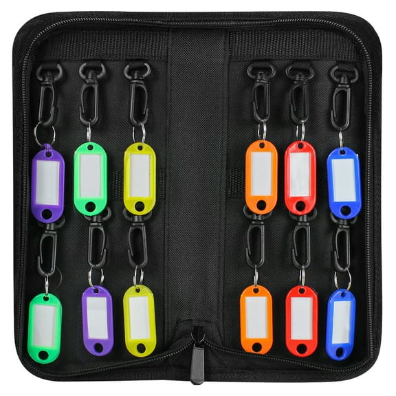 Portable Zippered Key Organizer, Fireproof Key Case with 12 Key Hooks and Tags,Waterproof Portable Key Storage for Rental Management Real Estate Sales Hotel Executives and Car Service