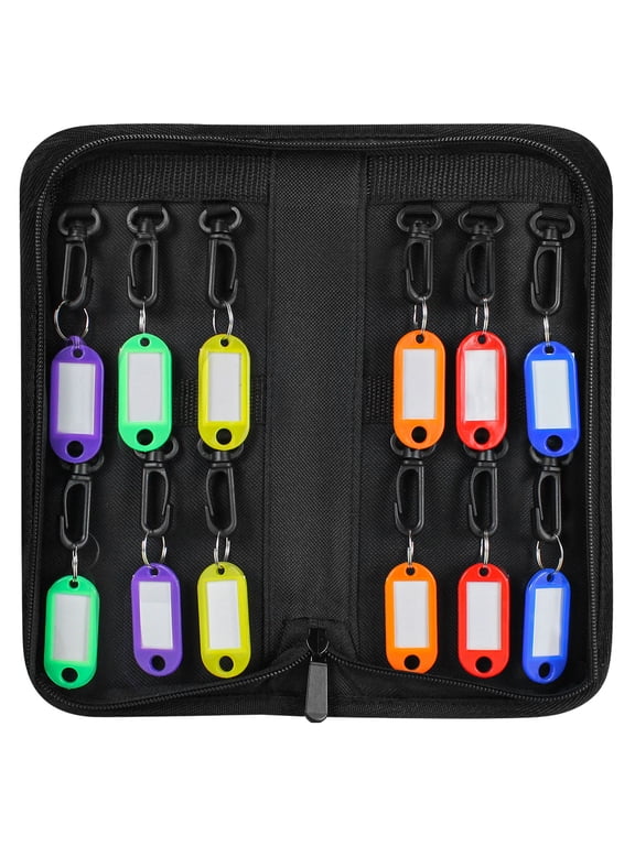 Portable Zippered Key Organizer, Fireproof Key Case with 12 Key Hooks and Tags,Waterproof Portable Key Storage for Rental Management Real Estate Sales Hotel Executives and Car Service