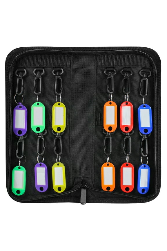 Portable Zippered Key Organizer, Fireproof Key Case with 12 Key Hooks and Tags,Waterproof Portable Key Storage for Rental Management Real Estate Sales Hotel Executives and Car Service