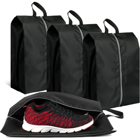 Portable Zippered Shoe Bags for Travel Set of 4 Waterproof Storage Solutions