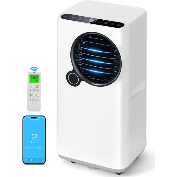 Portable air conditioner, 16000 BTU intelligent room air conditioner, with cooling/dehumidification/fan functions, automatic swaying, 24-hour timer remote control