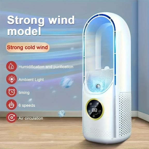 Portable air conditioner with humidifier, cooling fan and personal desktop radiator, suitable for camping, hiking, office, home, living room