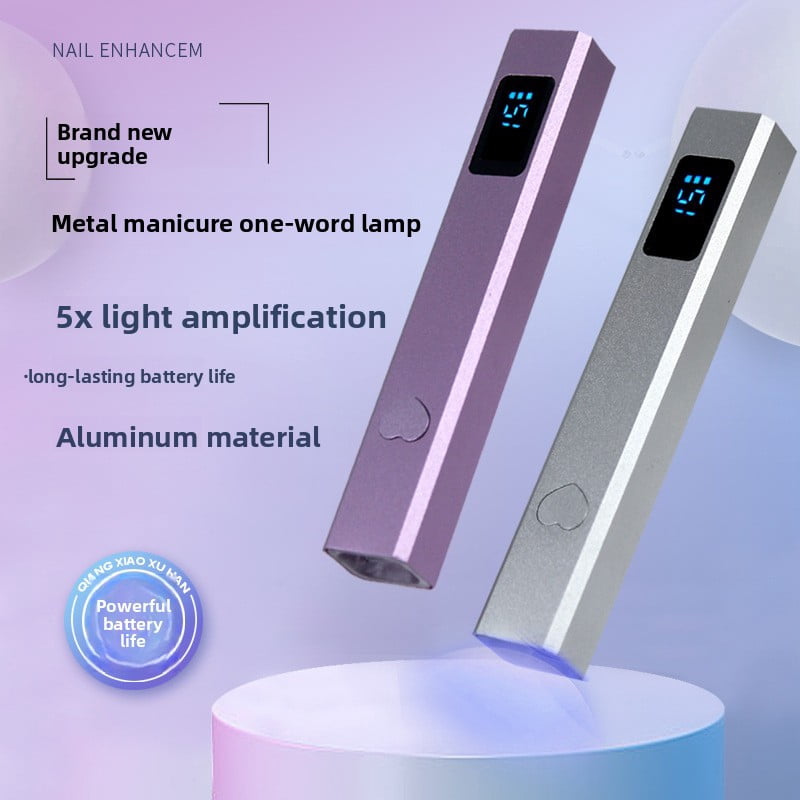 Portable aluminum alloy UV LED nail lamp, handheld cordless single-line nail dryer, used for curing nail polish, mini travel nail care tool