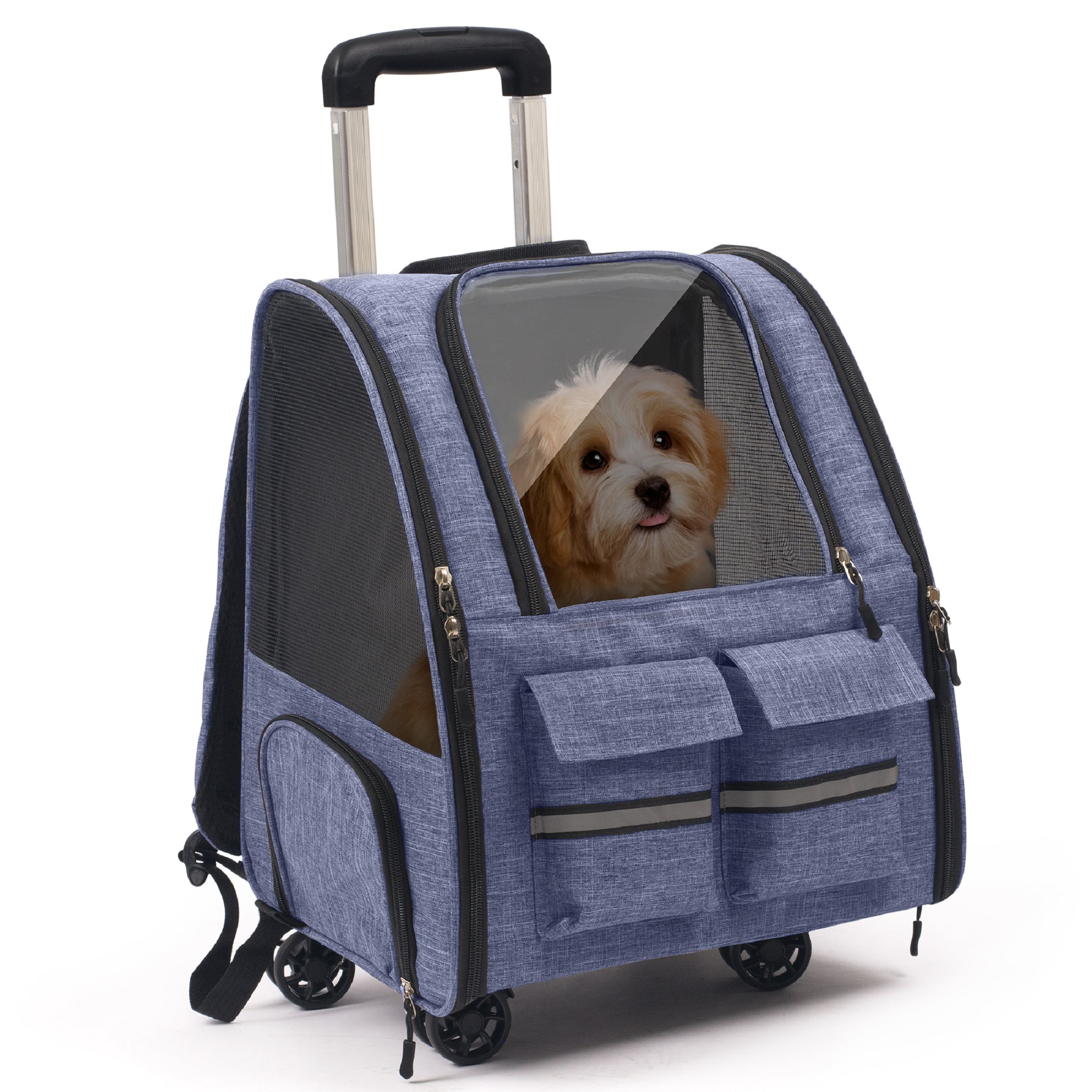Portable and Breathable Pet Trolley Case Large Capacity Pet Air Case Going Out Dog Cat Suitcase, Purple