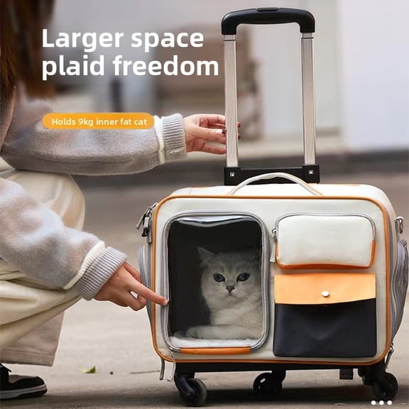 Portable and Breathable Pet Trolley Case Large Capacity Pet Air Case Going Out Dog Cat Suitcase