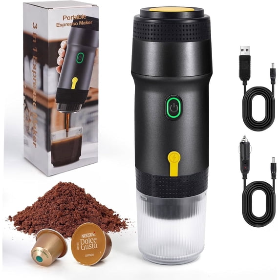 Portable Espresso Machine for Travel, capsule coffee machine with USB-C, Ideal for Camping, Car, Office & Gifts, Black