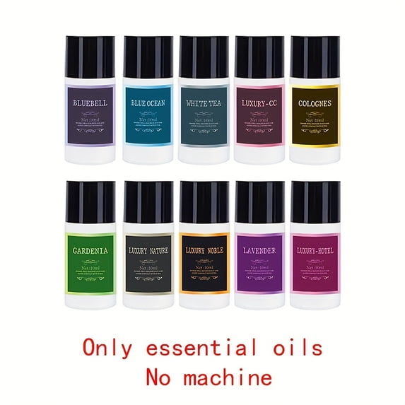Portable car aromatherapy diffuser with 20 bottles of 10oz perfume. Quiet operation, long-lasting fragrance, effectively eliminates smoke odors. (10ml essential oils sold separately)