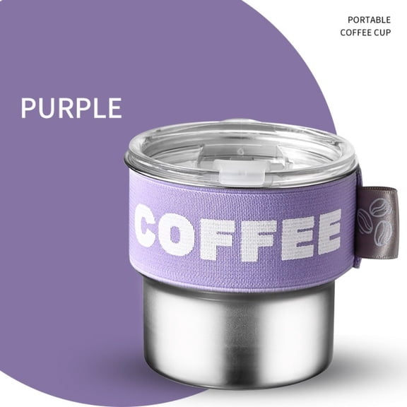 Portable coffee mug with lid, 400ml reusable coffee cup, heat-resistant stainless steel thermal mug for office