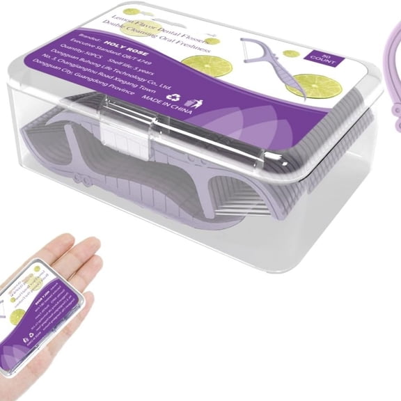 Portable dental floss holder with flosser, double line dental floss holder, mint flavor, double line action perfect tool for cleaning the mouth, suitable for home or travel teeth cleaning