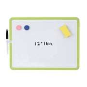 MXG Double-Sided White Board Dry Erase,12"x16" Green Small Whiteboard with Markers & Eraser,Portable Mini White Board for Coaches, Students, Kitchen