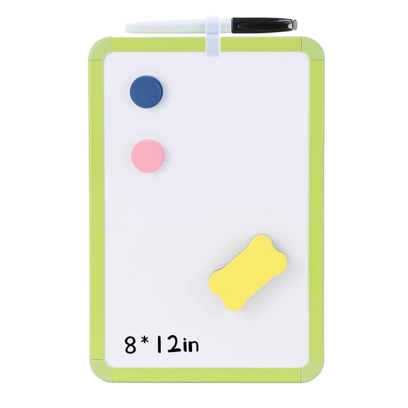 MXG Double-Sided Dry Erase Whiteboard 8x12, Green Frame, Includes 1 Marker pen ,1 Whiteboard Eraser,For Office Memo Board